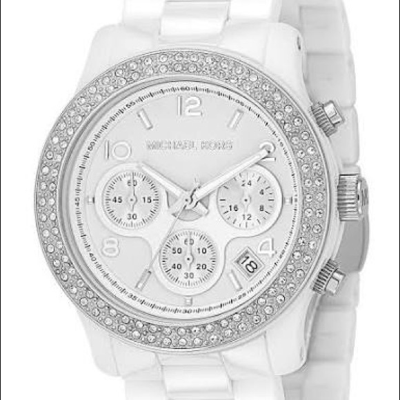 Michael Kors Accessories - Michael Kors White Ceramic and Glitz Watch MK5188